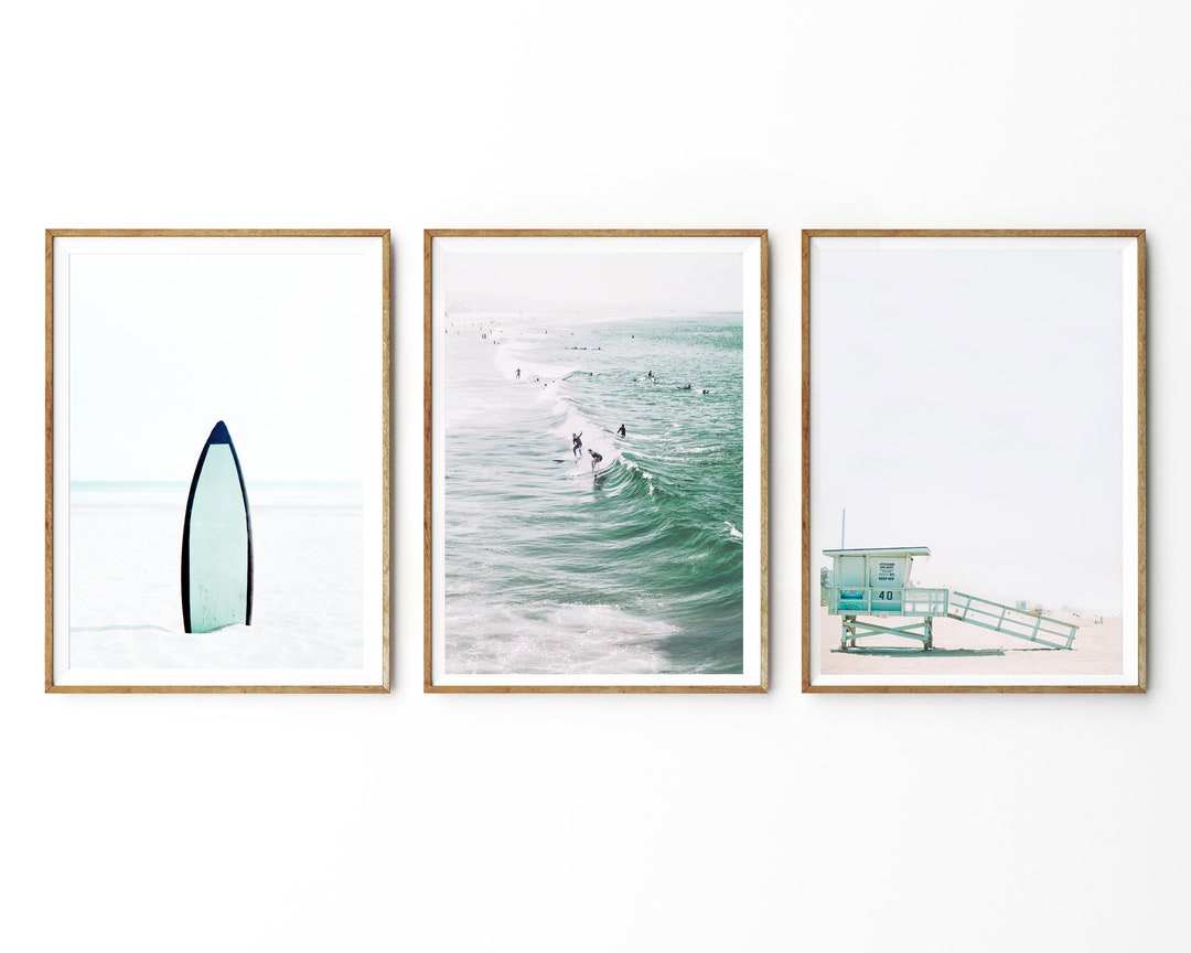 Set of 3 Beach Prints Surf Art Printable Wall Art Prints Beach Poster