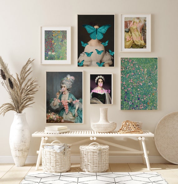 Altered Baroque Art Print Set of 6, Eclectic Gallery Wall Set, Victorian Portrait, Maximalist Wall Art, Vintage Prints, Digital Prints