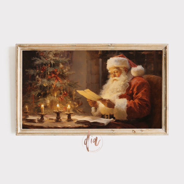 Frame TV Art Santa Claus Art for TV, Farmhouse Christmas Painting, Christmas Holiday Decor, the frame TV Art, Digital Download