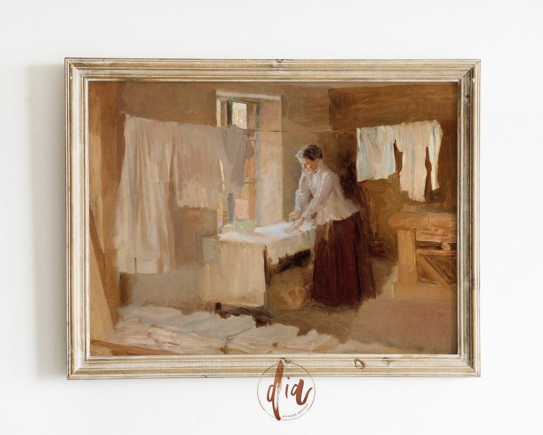 Laundry Room Wall Art, Vintage Laundry Print, Antique Oil Painting ...