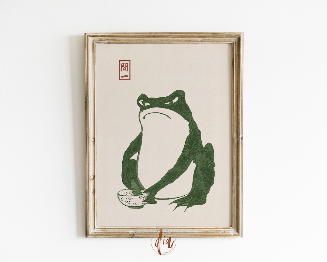 Printable Japanese Frog Print, Japandi Wall Art, Digital Download
