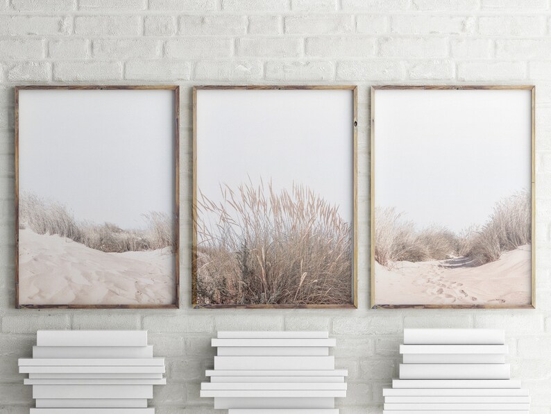 Beach Grass Set of 3 Prints Coastal Decor Beach Wall Art Neutral Print Set Modern Coastal Farmhouse Large Wall Art Printable Poster Print image 2
