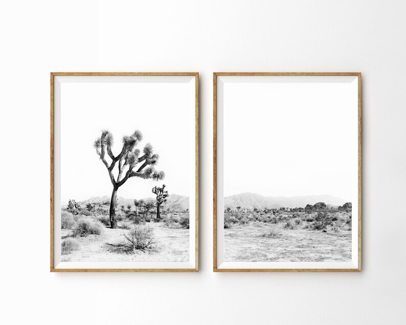 Joshua Tree Print Set of 2 Prints Black and White Desert Print Etsy