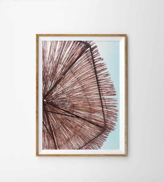 Straw Beach Umbrella Print, Beach Wall Art, Coastal Decor, Boho Wall Art, Summer Print, Dorm Decor, Printable Wall Art, Large Poster Print