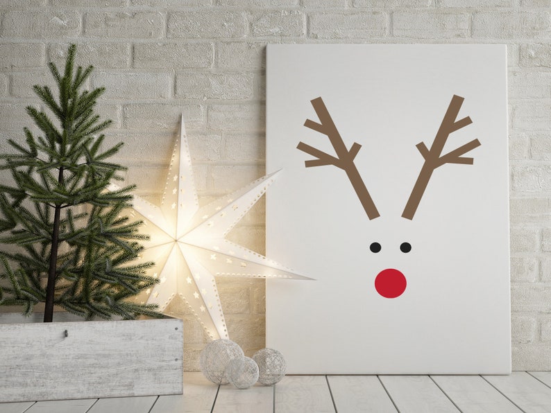 Abstract Rudolph Print, Reindeer Print, Christmas Printable, Kids Room ...