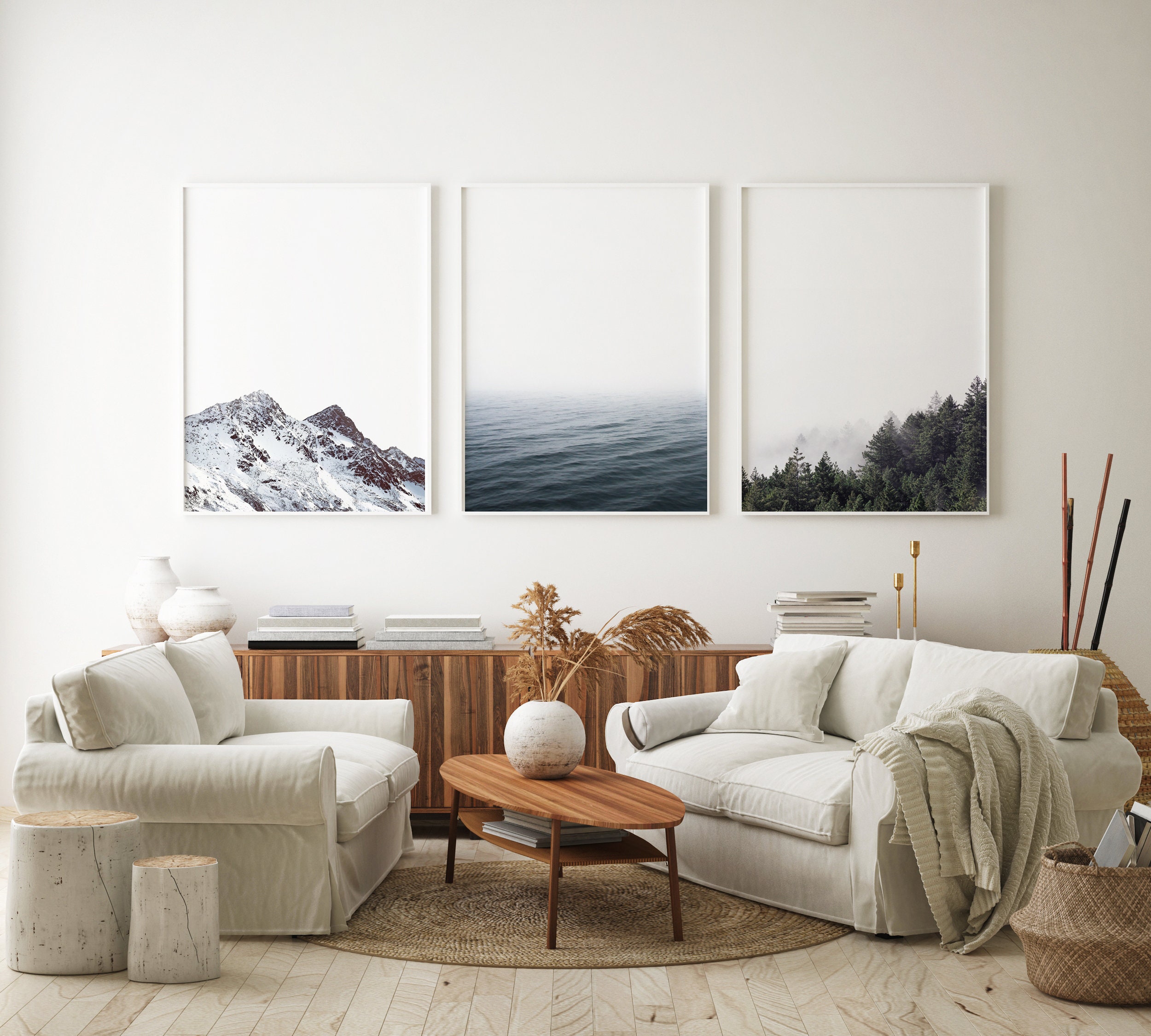 Set of 3 Prints Nature Print Minimalist 3 Piece Wall Art Landscape ...