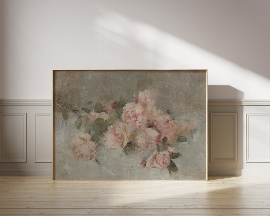 Muted Pink Roses Wall Art Print, Blush Pink Roses, Soft Pink Flowers ...