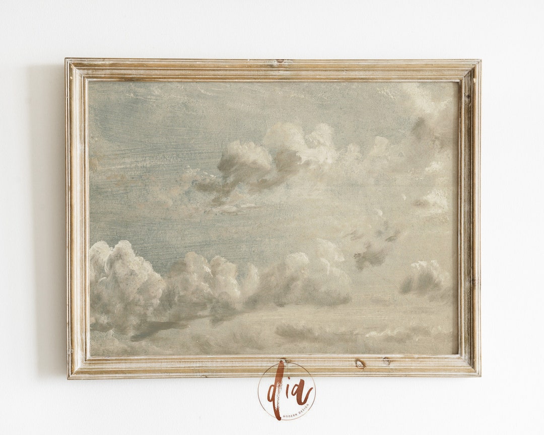 Cloud Study Vintage Painting, Vintage Cloud Print, Neutral Landscape ...