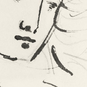 Vintage Portrait Sketch, Female Face Ink Drawing, Antique Line Art ...