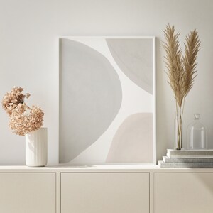 2 Piece Mid Century Modern Abstract Wall Art, Neutral Tones Art Set Large Modern Wall Art Scandinavian Minimalist Decor Beige Grey Printable image 4