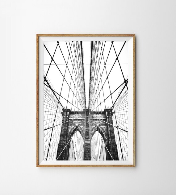 Brooklyn Bridge New York City Print NYC Large Wall Art Black and White Photography Travel Poster Modern Wall Art Printable Art Architectural