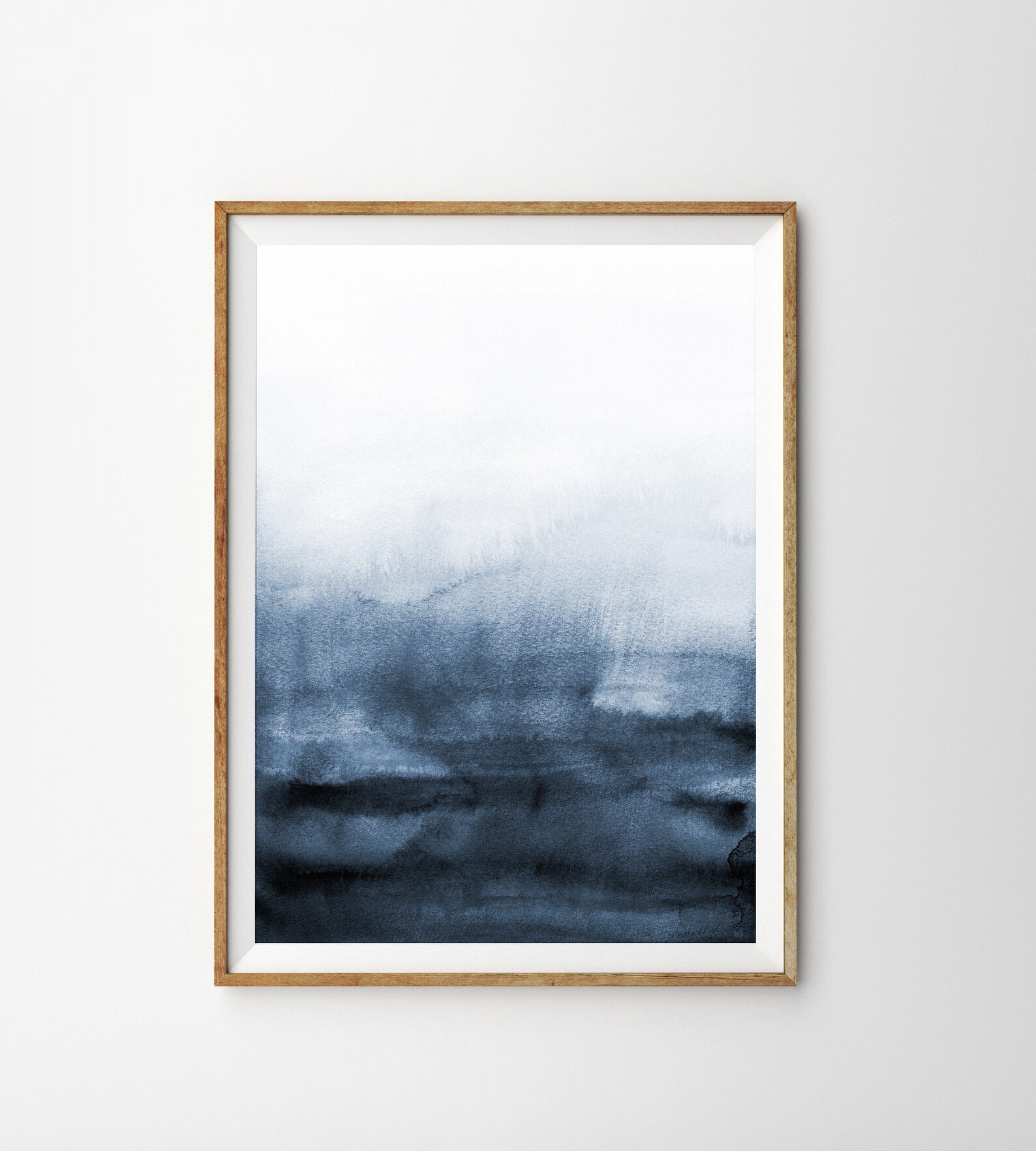Abstract Wall Art Prints Navy Blue Watercolor Print Set of 3 Etsy