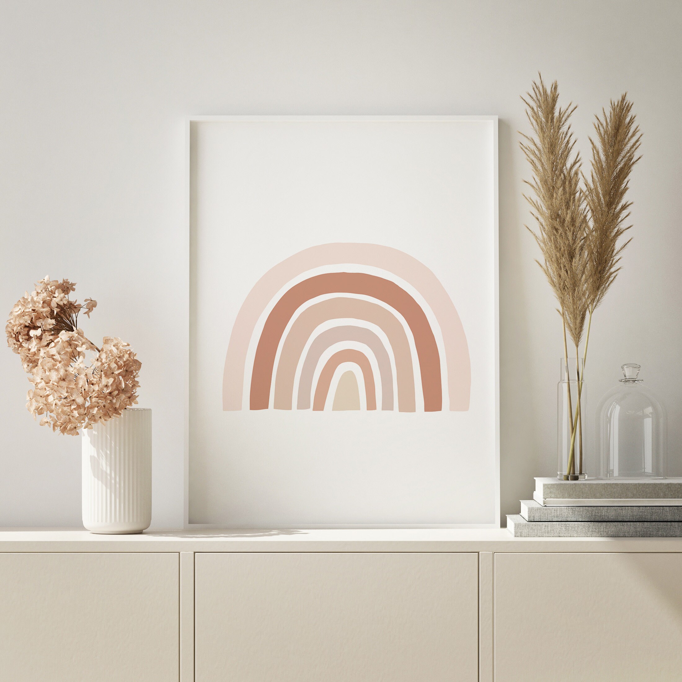 Neutral Rainbow Wall Art Print Boho Nursery Decor Gender Etsy