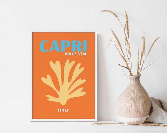 Capri Travel Poster Print, Summer Print, Dolce Vita, Maximalist Decor,  Retro Wall Art, Preppy Room Decor, Y2K Digital Print, Printable Art -   Canada