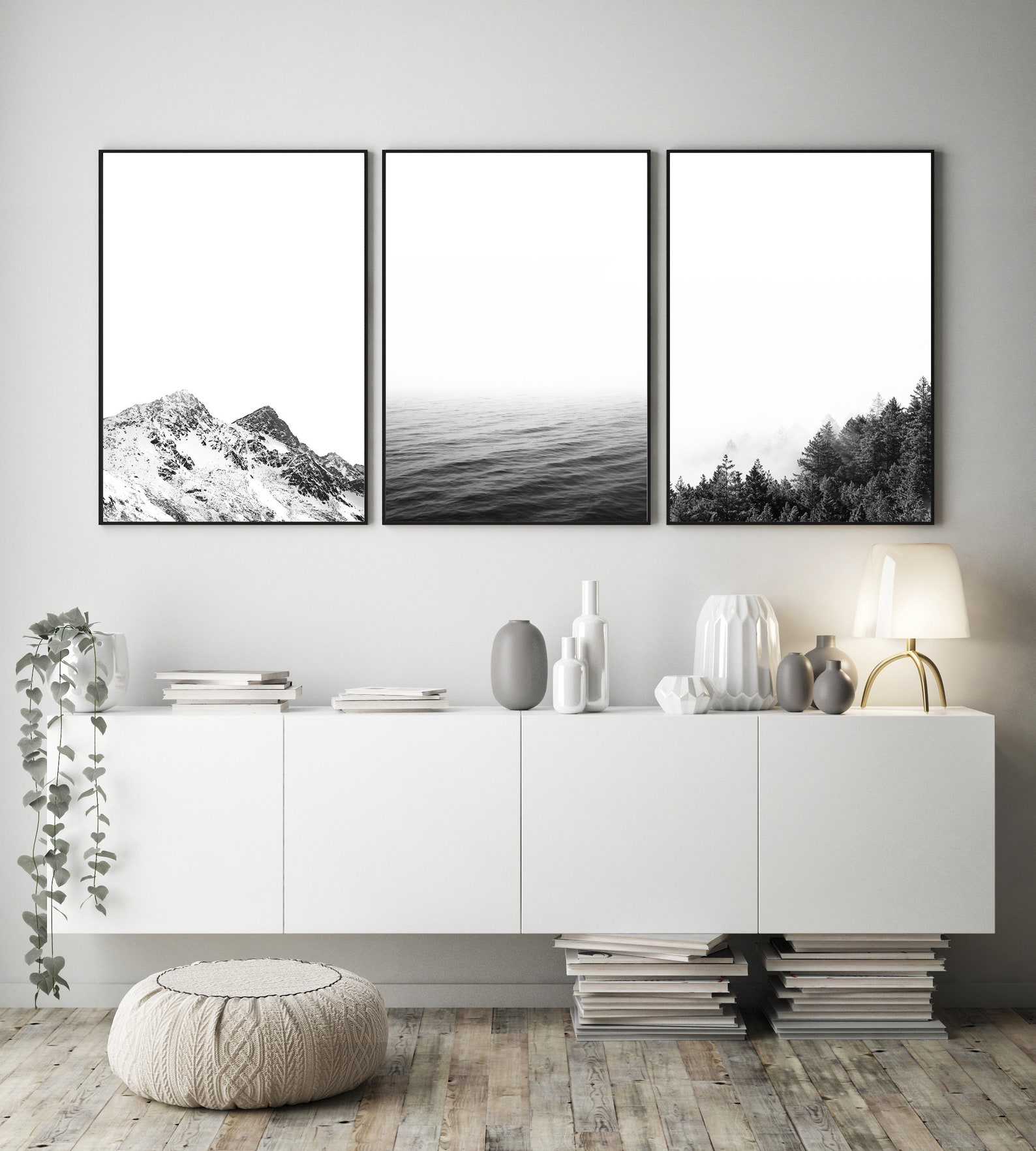 3 Piece Wall Art Black and White Nature Prints Landscape Photography ...