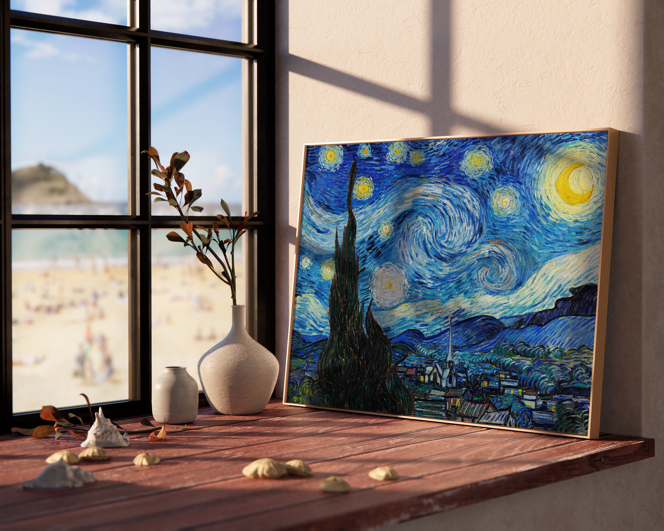 ゴッホの星月夜プリント、有名な絵画のデジタルコピー、風景