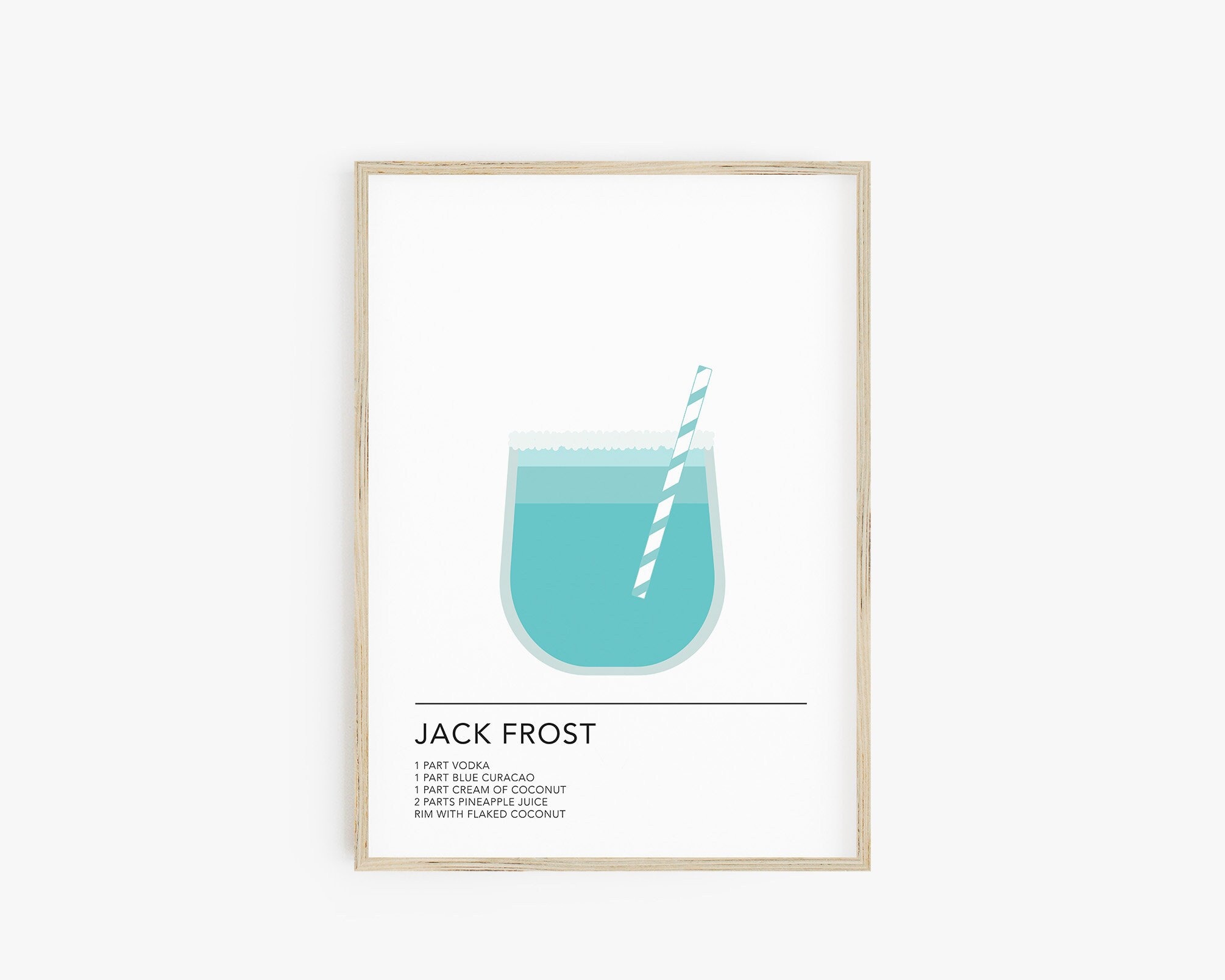 Jack Frost Art Print, Bar Cart Prints, Holiday Cocktail, Blue Winter