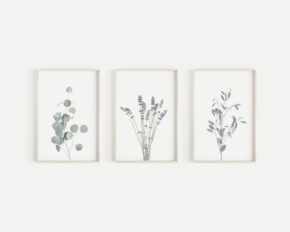 Set of 3 Prints Modern Farmhouse Print Botanical Wall Art Kitchen Wall Art Prints Printable Wall Art Lavender Print Affordable Wall Art