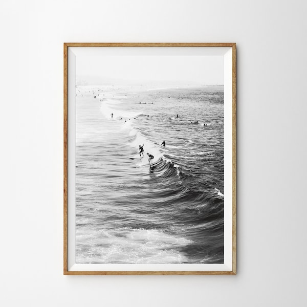 Surf Poster Kalifornien Wand Kunst Schwarz und weiß Ozean Druck Strand Wand Kunst Drucke Surfen Druck druckbare Wand Kunst Strand Dekor Küsten Dekor