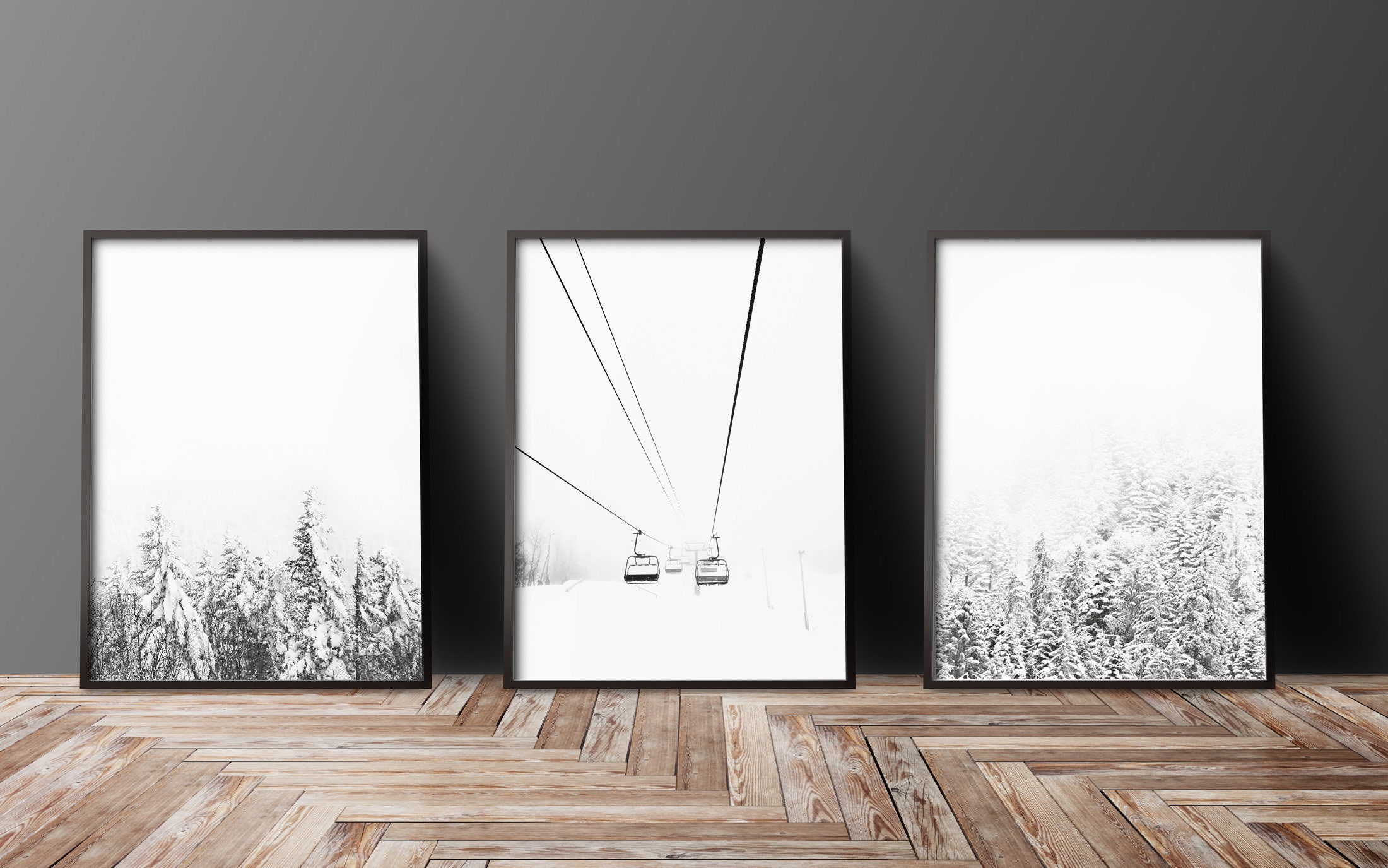 Winter Decor Gallery Wall Set Ski Print Set of 3 Winter Prints Snowy ...