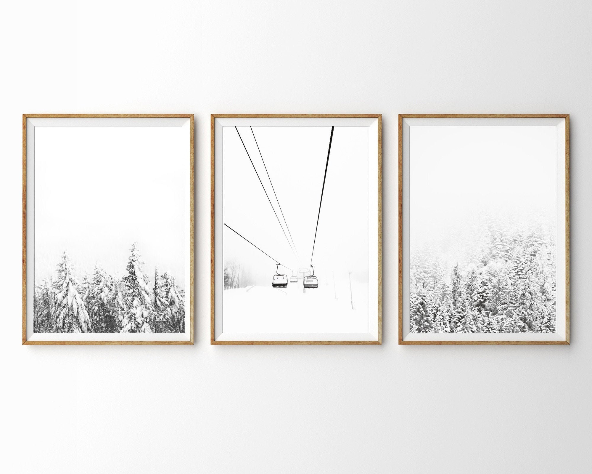 Winter Decor Gallery Wall Set Ski Print Set of 3 Winter Prints Snowy ...
