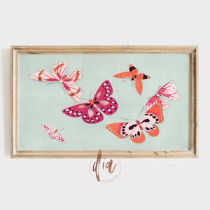 Samsung Frame TV Art Colorful Butterflies, Vintage Butterfly, Eclectic Decor, Bright Art for Frame TV, LG tv, Digital Download