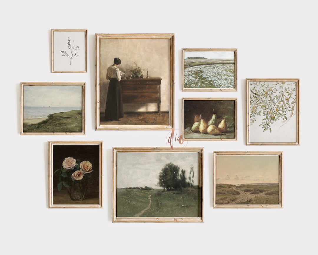 Vintage Gallery Wall Set of 9 Prints, Printable French Country ...