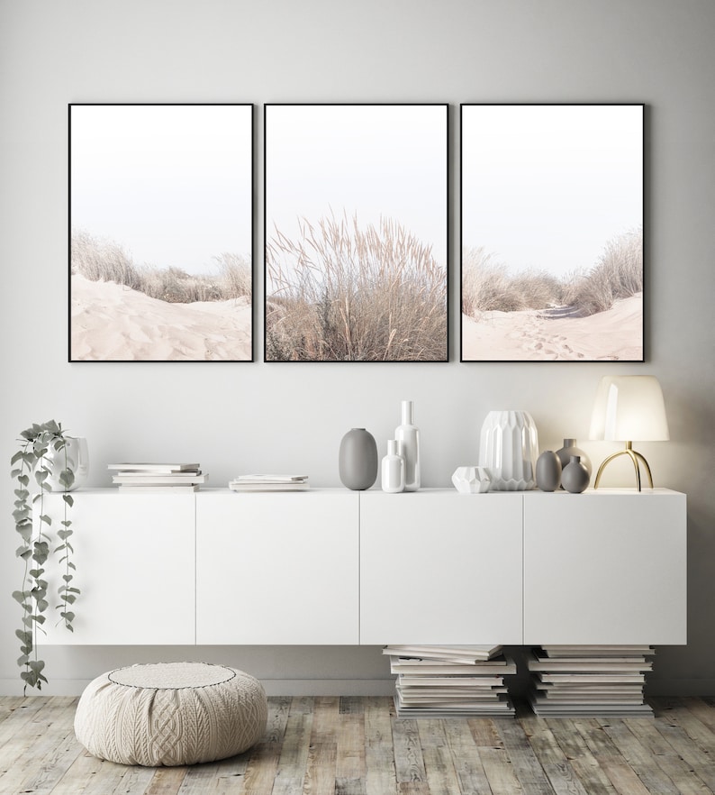 Beach Grass Set of 3 Prints Coastal Decor Beach Wall Art Neutral Print Set Modern Coastal Farmhouse Large Wall Art Printable Poster Print image 3