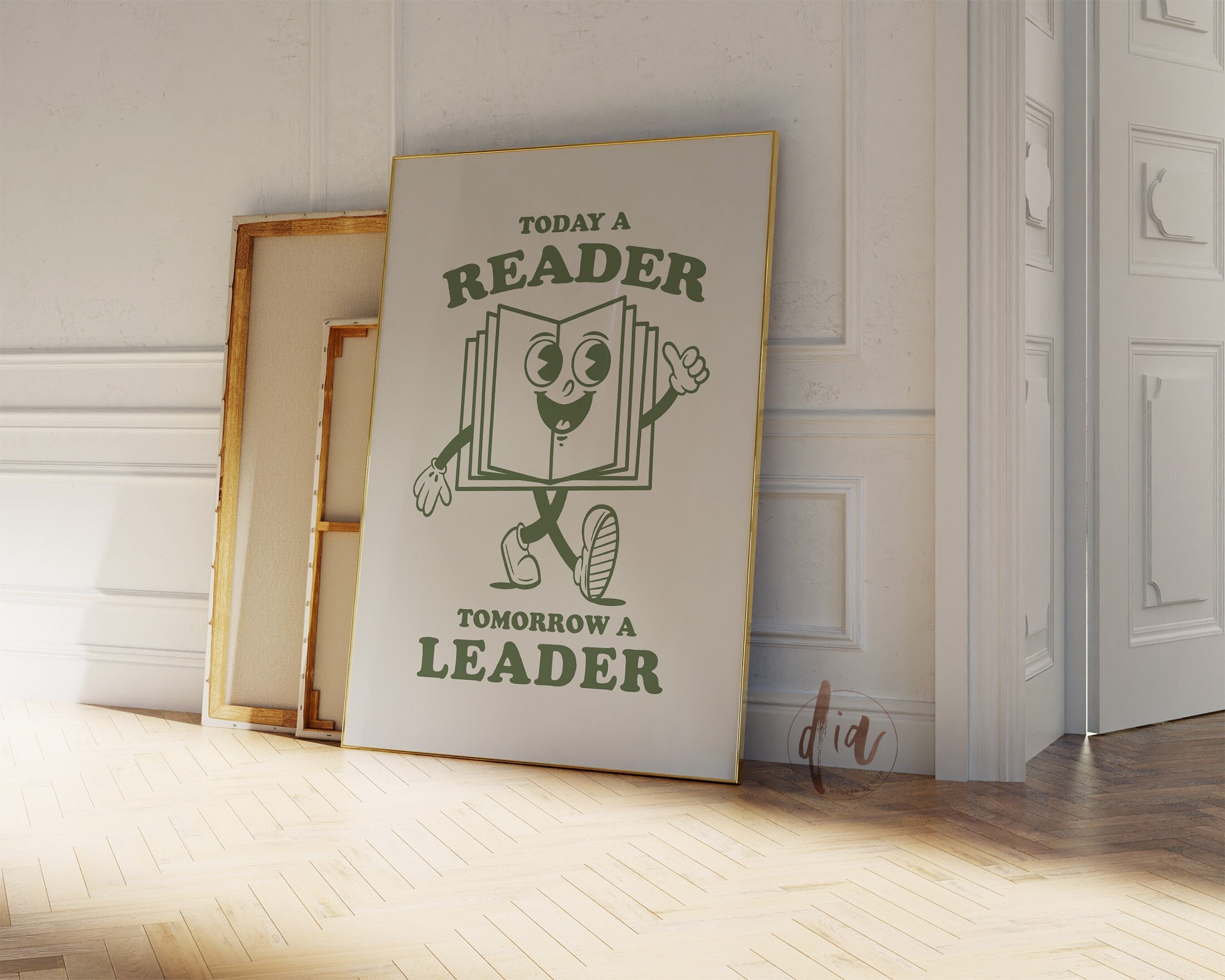 Classroom Poster, Reading Wall Art Printable, Retro Book Mascot Character Cartoon, Digital Print, 70s Art Print, Homeschooling Printable Art