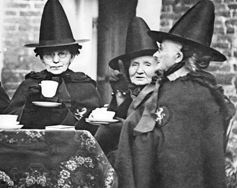 ヴィンテージ ハロウィン ウォール アート プリント、お茶を飲む魔女の