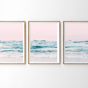 Ocean Print Gallery Wall Set Blush Pink Wall Art Ensemble de 3 tirages Coastal Decor Printable Wall Art Triptych Large Wall Art Prints Beach Print