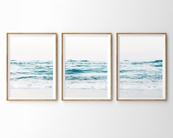 3 Piece Wall Art Ocean Print Set of 3 Prints Coastal Decor Beach Poster Triptych Gallery Wall Set Affordable Art Beach Print Printable Art