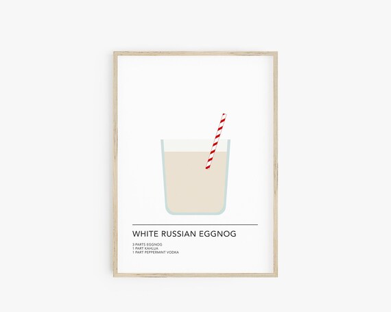 Russian Eggnog Recipe Print, Bar Cart Prints, Holiday Cocktail, Printable Wall Art Poster Print, Christmas Drink, Modern Bar Decor