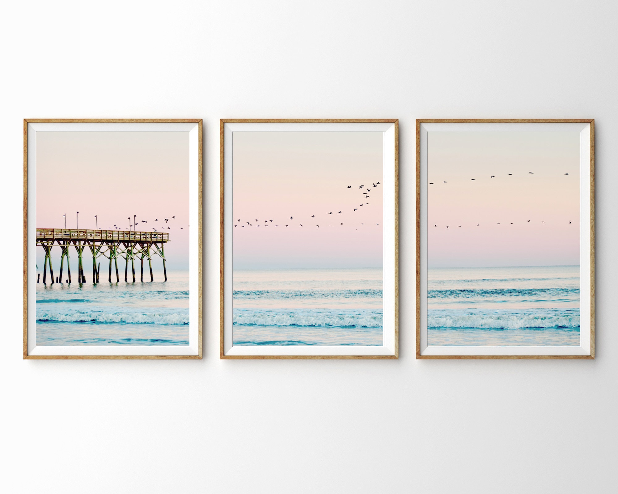 Coastal Wall Art Set of 3 Prints Ocean Print 3 Piece Wall Art Bedroom Decor Large Wall Art Beach Print Ocean Sunset Living Room Decor