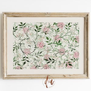 Vintage Floral Print, Horizontal Wall Art, French Farmhouse Decor, Antique Floral Pattern, Printable Wall Art, Digital Prints, Bedroom Decor