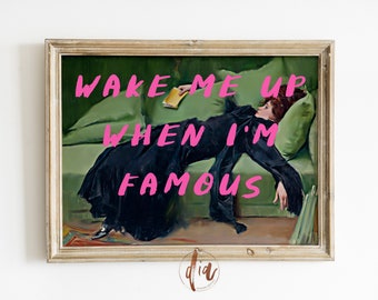 Veranderd kunstportret, girly kunst aan de muur, roze graffiti poster, veranderd vintage schilderij, maximalistisch decor, slaapkamer kunst aan de muur, galerij muur print