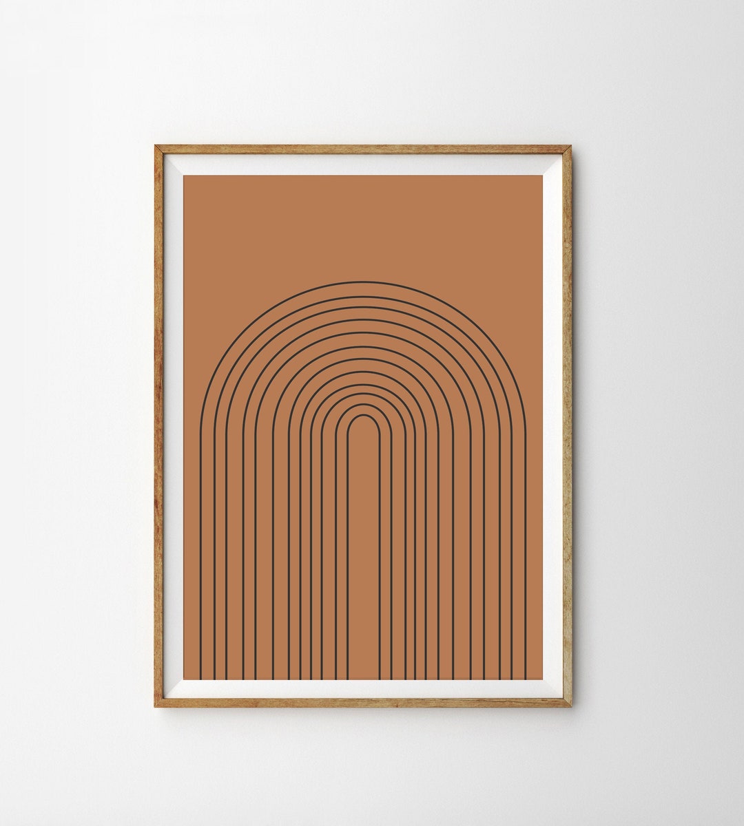 Terracotta Geometric Wall Art Prints Mid Century Modern Art Abstract ...