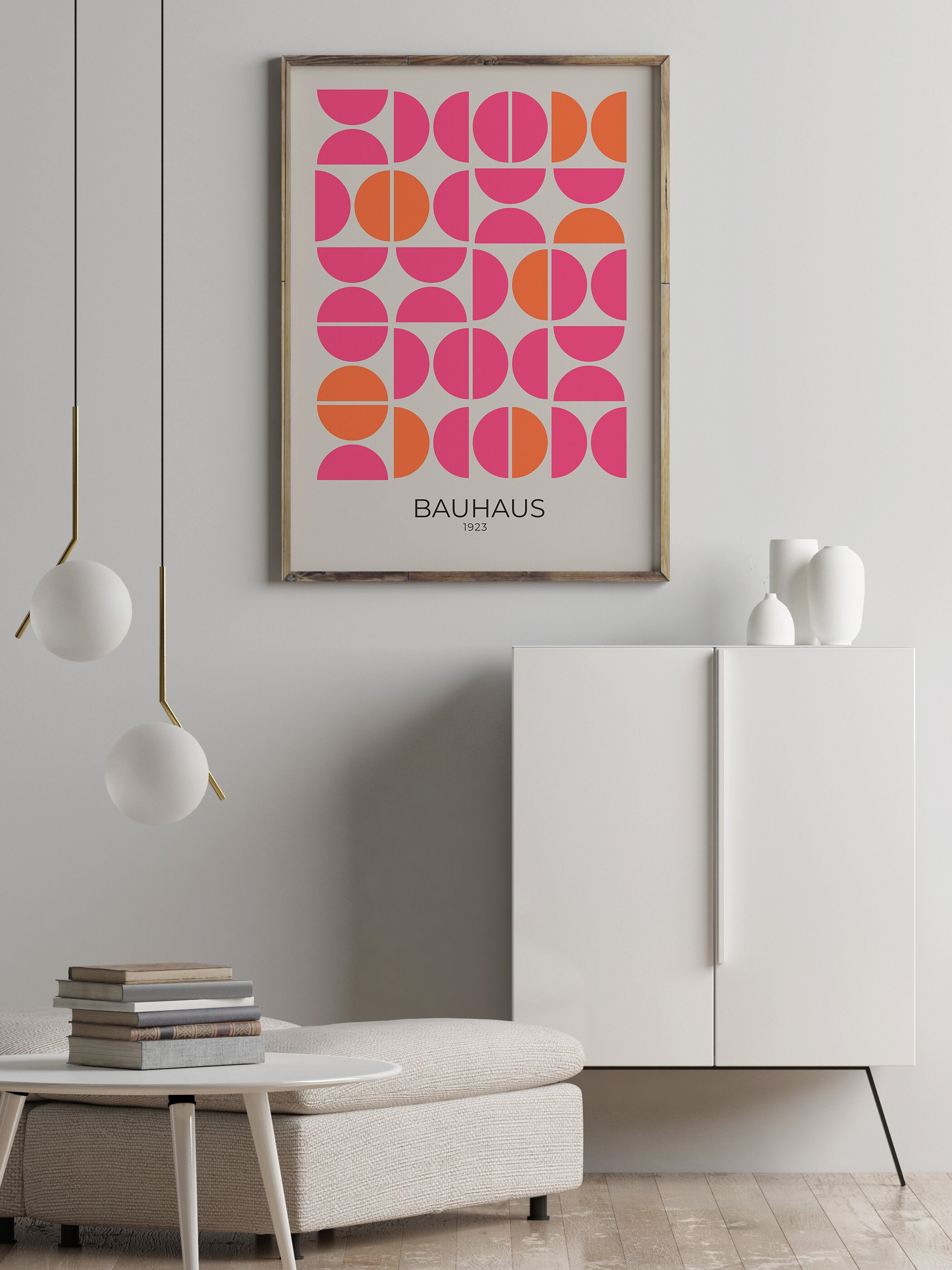 Exhibition Poster Bauhaus, Orange Pink Bauhaus Print, Geometric Circles ...