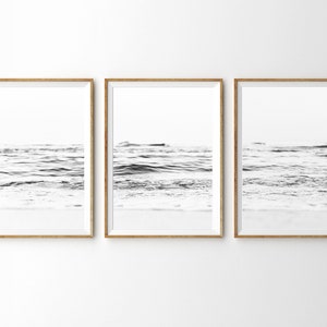Ozean 3er Set Drucke Schwarz Weiß Strand Druck Set Ozean Triptychon Schlafzimmer Wand Kunst Drucke Druckbare Wand Kunst Küsten Dekor Galerie Wand Set