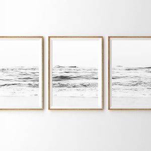 Ocean Set of 3 Prints Black White Beach Print Set Ocean Triptych Bedroom Wall Art Prints Printable Wall Art Coastal Decor Gallery Wall Set