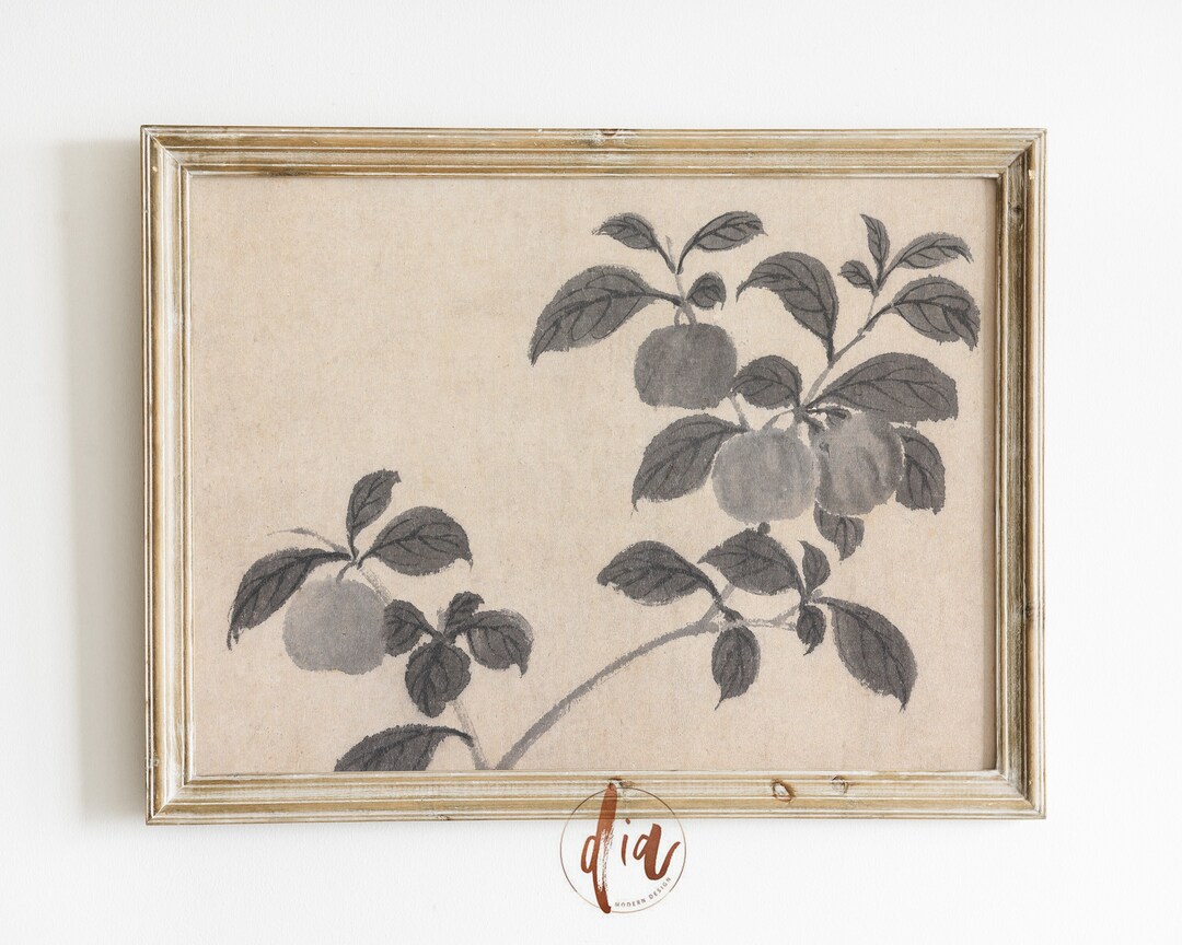 Fruit Tree Vintage Sketch, Vintage Drawing, Rustic Farmhouse Decor