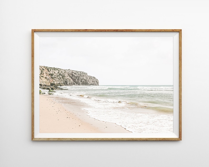 Coastal Print Horizontal Print Muted Neutral Beach Wall Art Etsy