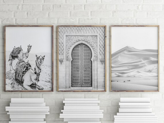 WADBTP Set di poster in stile bohémien, moderno per camera da letto, soggiorno, decorazione da parete, poster, piante, decorazione per la casa astratta, senza cornice (stile 4,60 x 90 cm*3