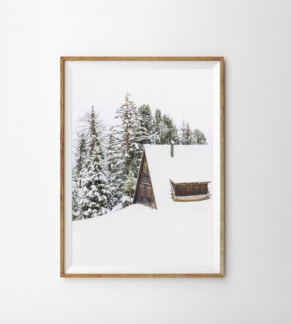 Winter Theme Set of 3 Prints Winter Decor Winter Photography Christmas Print  Christmas Wall Art Forest Print Snowy Trees Reindeer Snow Cabin 