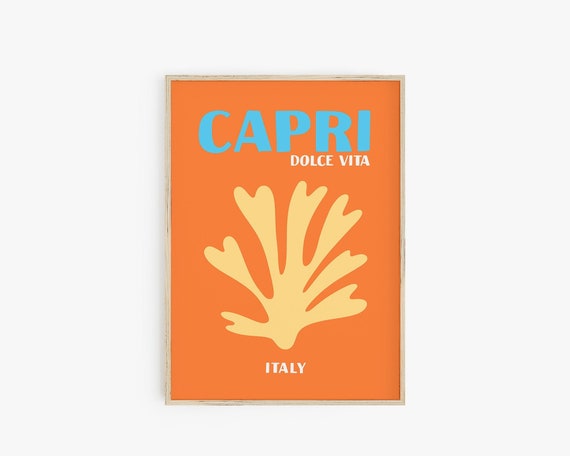 Capri Travel Poster Print, Summer Print, Dolce Vita, Maximalist Decor,  Retro Wall Art, Preppy Room Decor, Y2K Digital Print, Printable Art 