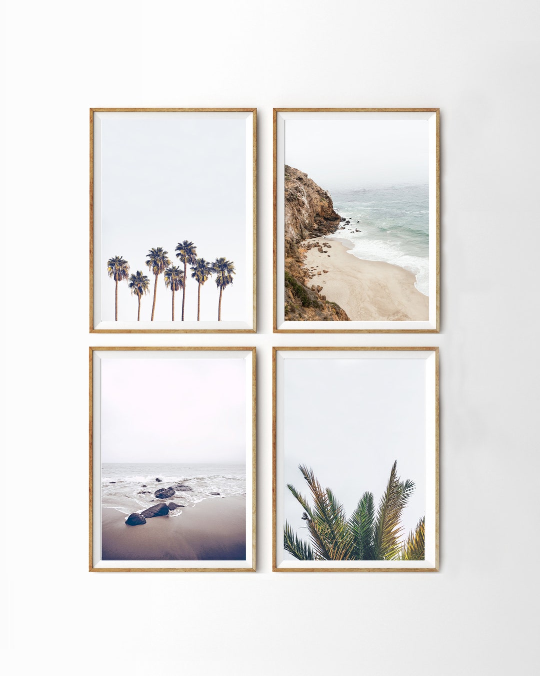Coastal Wall Art Set of 4 Prints Beach Print Ocean Print Palm Tree ...