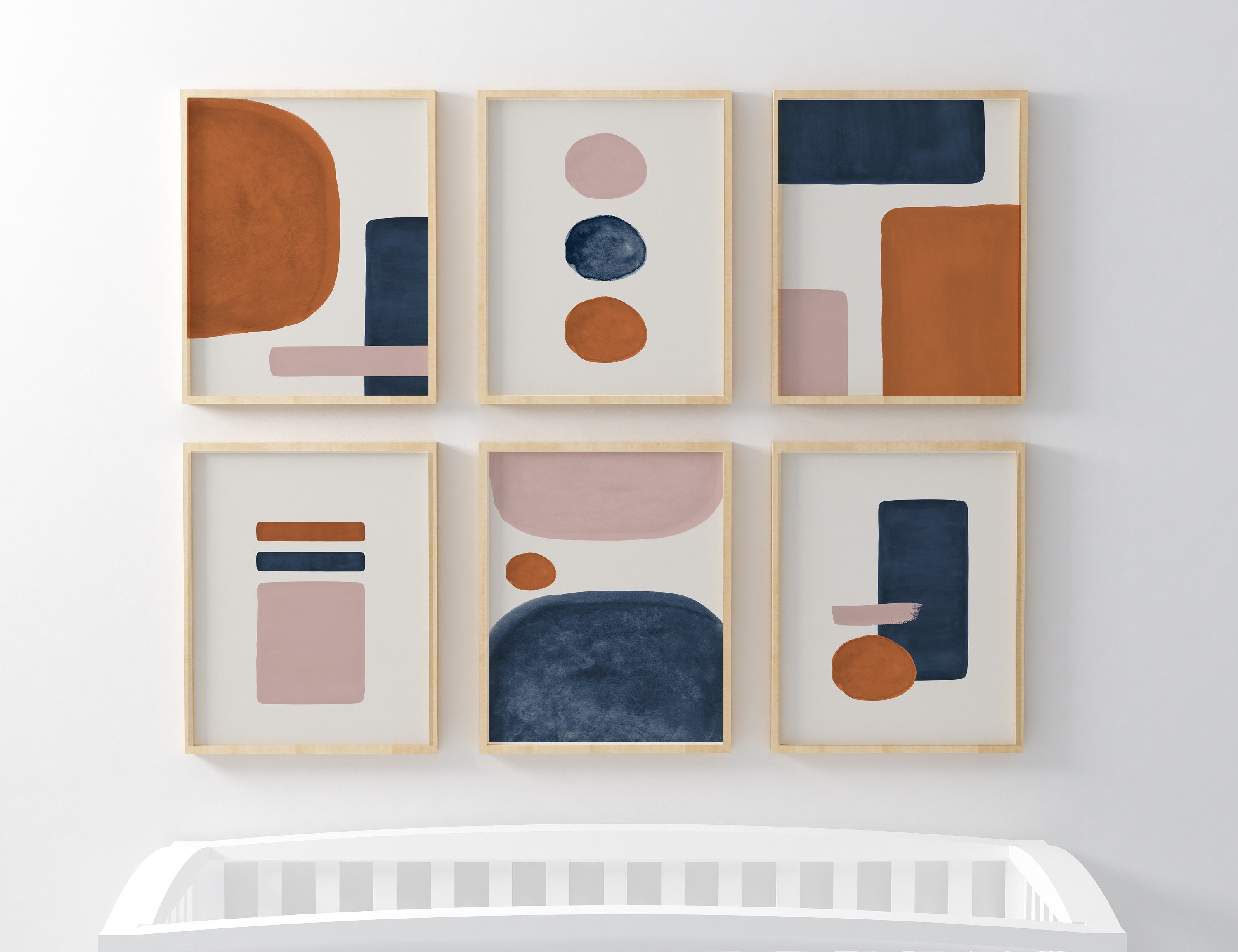 Geometric Wall Art Set of 6 Prints Mid Century Modern Art Etsy Australia