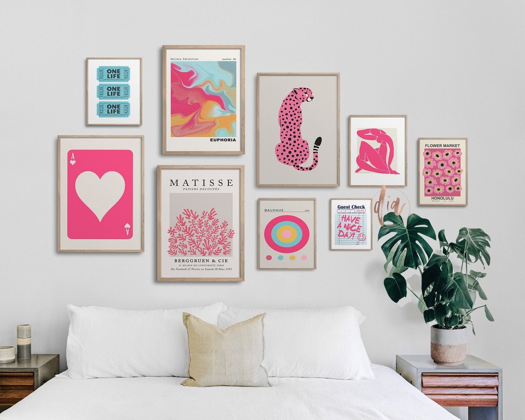 Preppy Gallery Wall Set, Trendy Wall Art Poster Set, Maximalist Decor