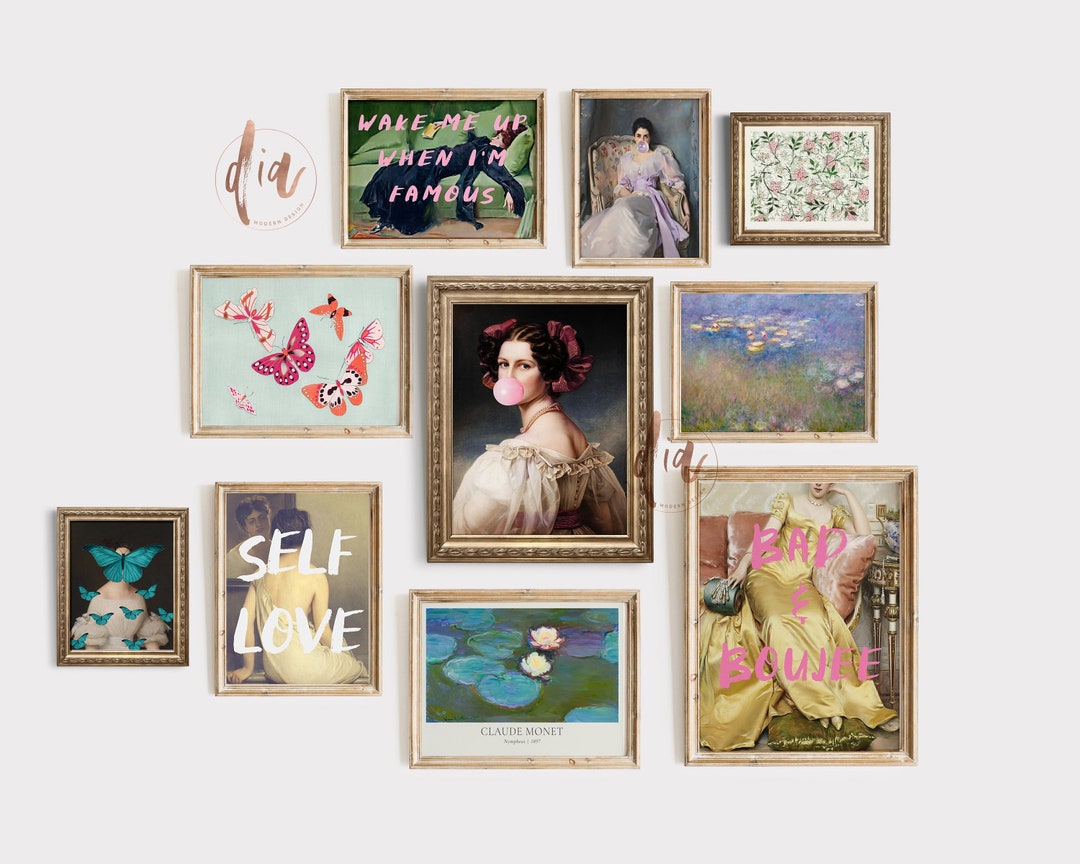 Altered Art Gallery Wall Set, Eclectic Print Bundle, Maximalist Decor ...