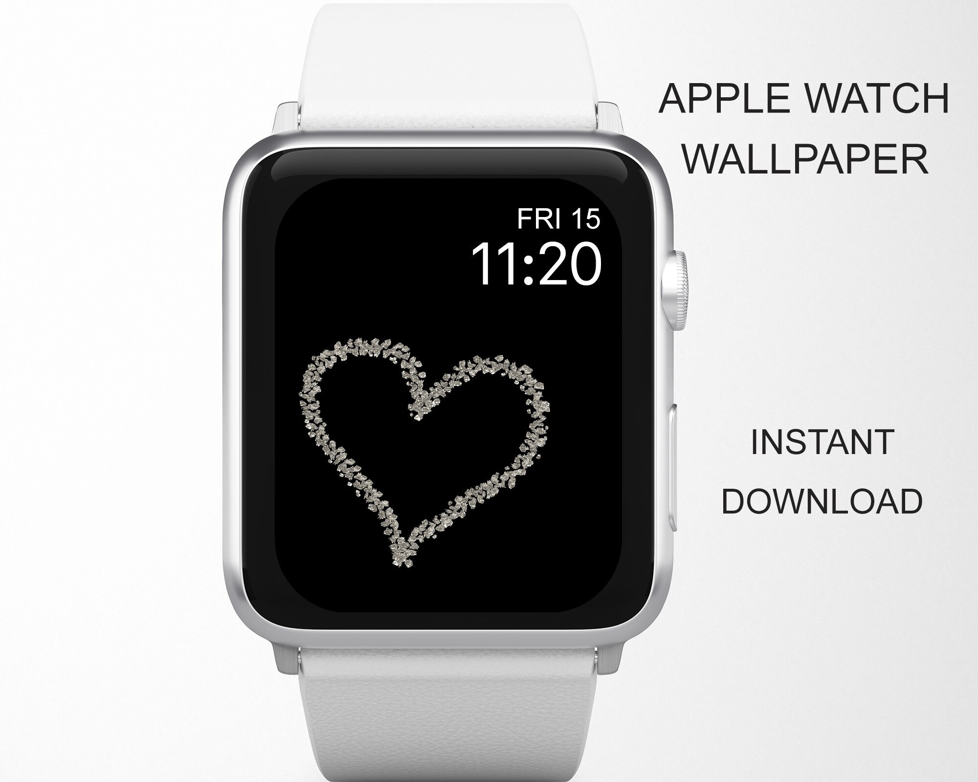 Heart Apple Watch Wallpaper Silver Heart On Black Background Etsy Heart Apple Watch Wallpaper Silver Heart On Black Background Etsy